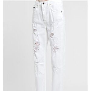 Dolce & Gabbana White Girly Low Rise Straight Leg Denim Jeans